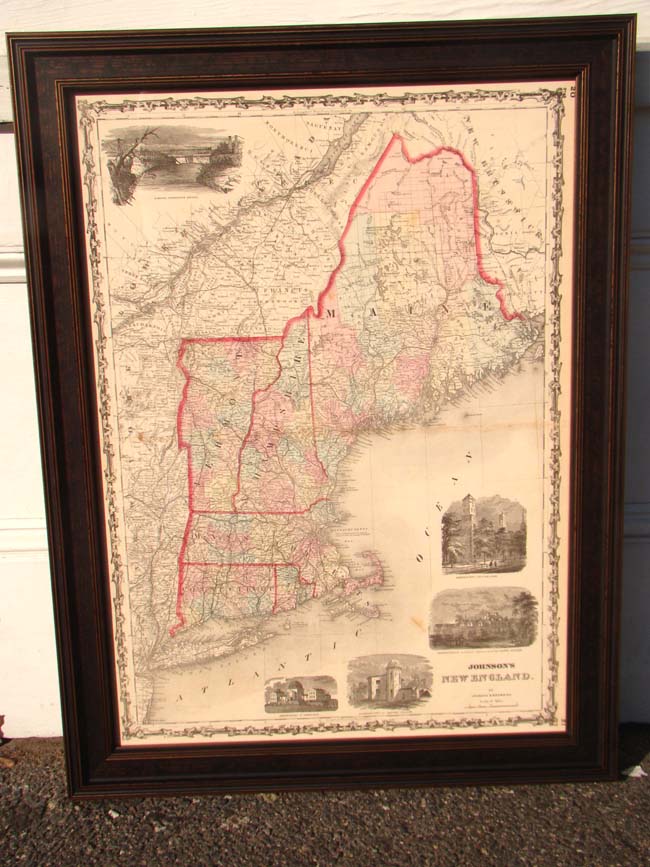 A beautiful Map of New England by Alvin Johnson published in 1862